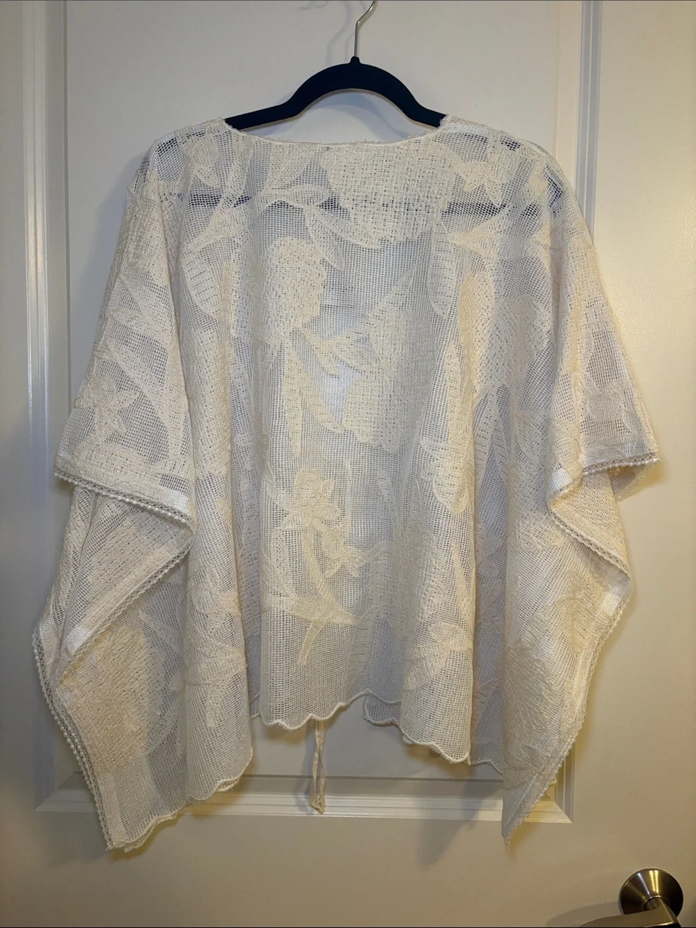 Free People Cream Tie-Front Floral Knit Tunic